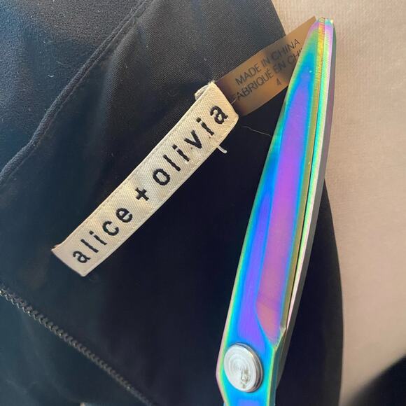 ALICE & OLIVIA DRESS 4 BLACK SHIFT GOLD SEQION BEADED JEWEL COLLAR UNIQUE PREPPY - Picture 8 of 9